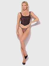 House of Desire Chantal Mesh Bustier & G-string Set Leopard
