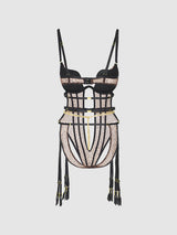 House of Desire Queen Chantal Mesh Push-up Strappy Teddy Leopard