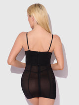 House of Desire Chantal Mesh Chemise & G-string Set Black