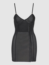 House of Desire Chantal Mesh Chemise & G-string Set Black