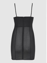 House of Desire Chantal Mesh Chemise & G-string Set Black