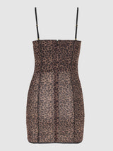House of Desire Chantal Mesh Chemise & G-string Set Leopard