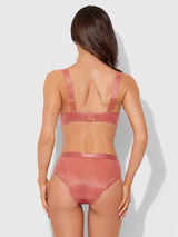 House of Desire Yvone Unlined Cutout Mesh Bra & Hipster Brick Dust