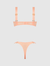 House of Desire Yvone Shimmer Mesh Openable Cup Bra & Thong Set Peach Please
