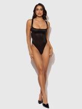 House of Desire Yvone Shimmer Mesh Bodysuit Black
