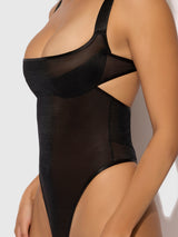 House of Desire Yvone Shimmer Mesh Bodysuit Black