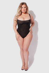 House of Desire Yvone Shimmer Mesh Bodysuit Black