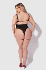 House of Desire Yvone Shimmer Mesh Bodysuit Black
