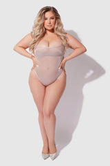 House of Desire Yvone Shimmer Mesh Bodysuit Silver