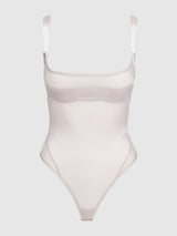 House of Desire Yvone Shimmer Mesh Bodysuit Silver