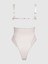 House of Desire Yvone Shimmer Mesh Bodysuit Silver