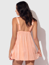House of Desire Yvone Shimmer Mesh Babydoll & G-string Set Peach Please