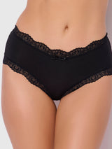 House of Desire Queen Vera Micro & Lace Trim Strappy Back Cheeky Black