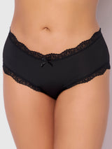House of Desire Queen Vera Micro & Lace Trim Strappy Back Cheeky Black