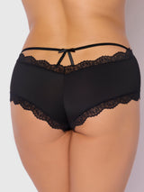 House of Desire Queen Vera Micro & Lace Trim Strappy Back Cheeky Black