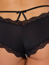House of Desire Queen Vera Micro & Lace Trim Strappy Back Cheeky Black