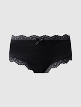 House of Desire Vera Micro & Lace Trim Strappy Back Cheeky Black