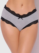 House of Desire Vera Micro & Lace Trim Strappy Back Cheeky Heather Grey