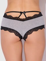 House of Desire Vera Micro & Lace Trim Strappy Back Cheeky Heather Grey