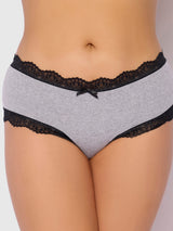 House of Desire Queen Vera Micro & Lace Trim Strappy Back Cheeky Heather Grey