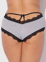 House of Desire Queen Vera Micro & Lace Trim Strappy Back Cheeky Heather Grey