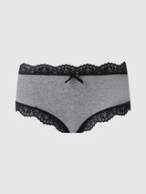 House of Desire Vera Micro & Lace Trim Strappy Back Cheeky Heather Grey