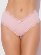 House of Desire Vera Micro & Lace Trim Strappy Back Cheeky Champagne Pink