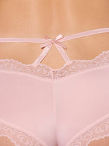 House of Desire Vera Micro & Lace Trim Strappy Back Cheeky Champagne Pink