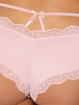 House of Desire Queen Vera Micro & Lace Trim Strappy Back Cheeky Champagne Pink