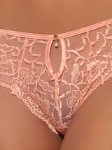 House of Desire Queen Gigi Stretch Lace Keyhole Tanga Peach Please