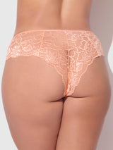 House of Desire Queen Gigi Stretch Lace Keyhole Tanga Peach Please