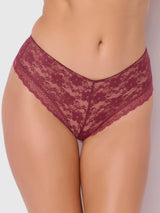 House of Desire Caitlin Lace Cheeky with Mesh Lining Rhubarb Red