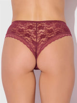 House of Desire Caitlin Lace Cheeky with Mesh Lining Rhubarb Red