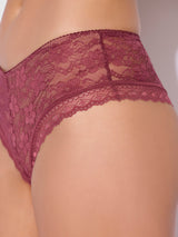 House of Desire Queen Caitlin Lace Cheeky with Mesh Lining Rhubarb Red