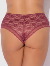House of Desire Queen Caitlin Lace Cheeky with Mesh Lining Rhubarb Red