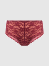 House of Desire Caitlin Lace Cheeky with Mesh Lining Rhubarb Red