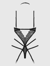 House of Desire Queen Eden Embroidered Lace Teddy Black