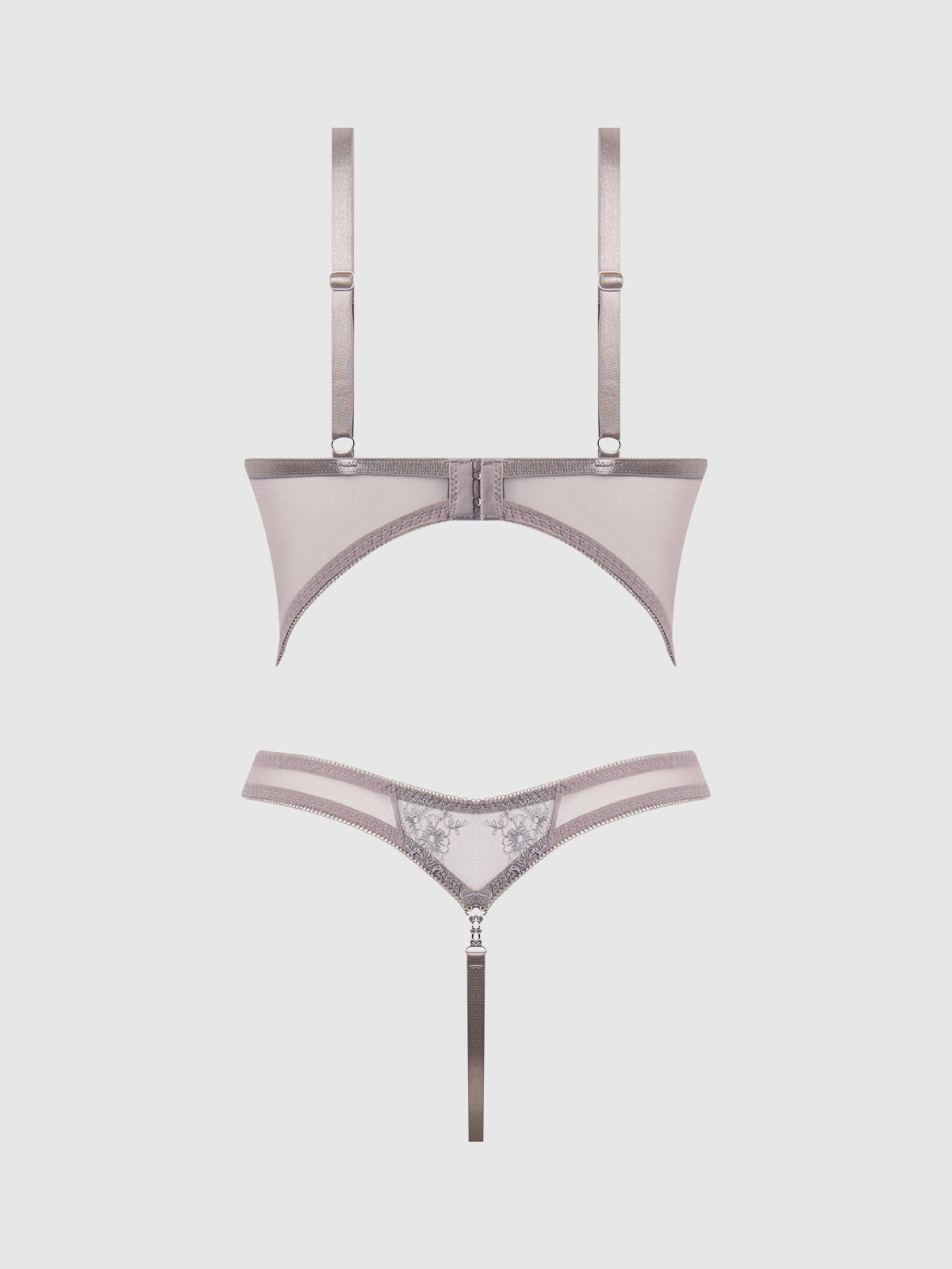 House of Desire Eden Embroidered Lace Wirefree Teddy Grey