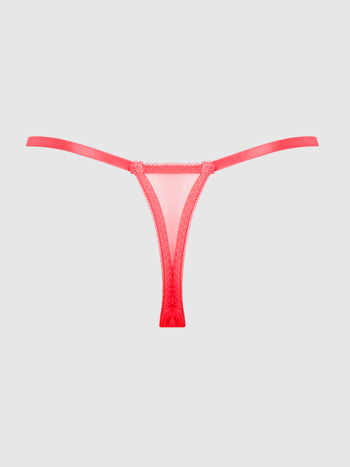 House of Desire Eden Embroidered Lace Crotchless Thong Coral