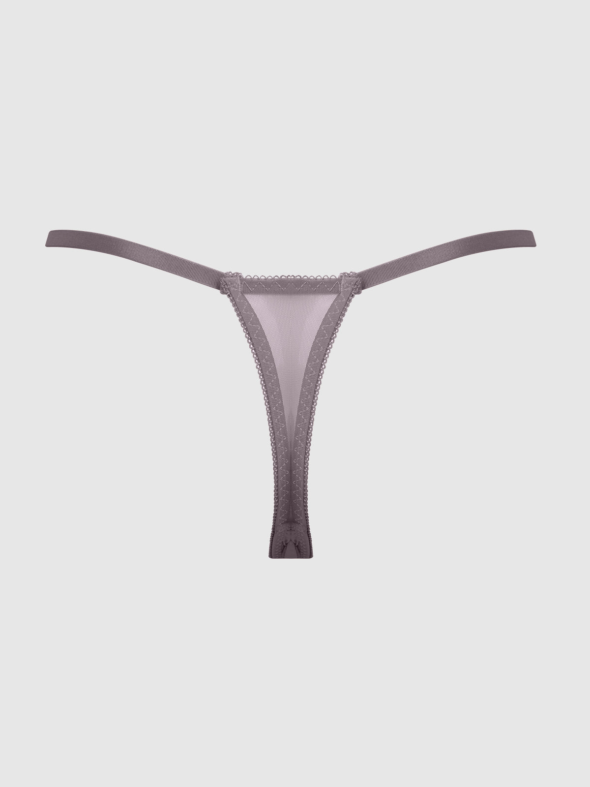 House of Desire Eden Embroidered Lace Crotchless Thong Grey
