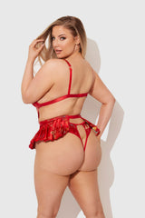 House of Desire Queen Dragon Satin Skirted Teddy Red Dragon