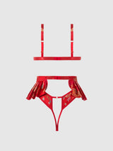 House of Desire Dragon Satin Skirted Teddy Red Dragon