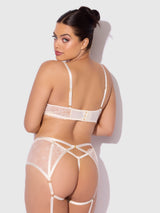 House of Desire Rosalie Embroidered Lace Open Cup Bra Set Pearl Ivory