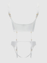 House of Desire Bridal Satin & Lace Bustier & Backless Hipster Set Ivory