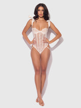 Rosalie Embroidered Lace Teddy Pearl Ivory