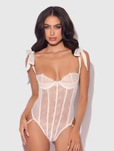 Rosalie Embroidered Lace Teddy Pearl Ivory