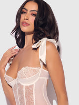 Rosalie Embroidered Lace Teddy Pearl Ivory