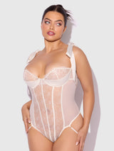 Rosalie Embroidered Lace Teddy Pearl Ivory