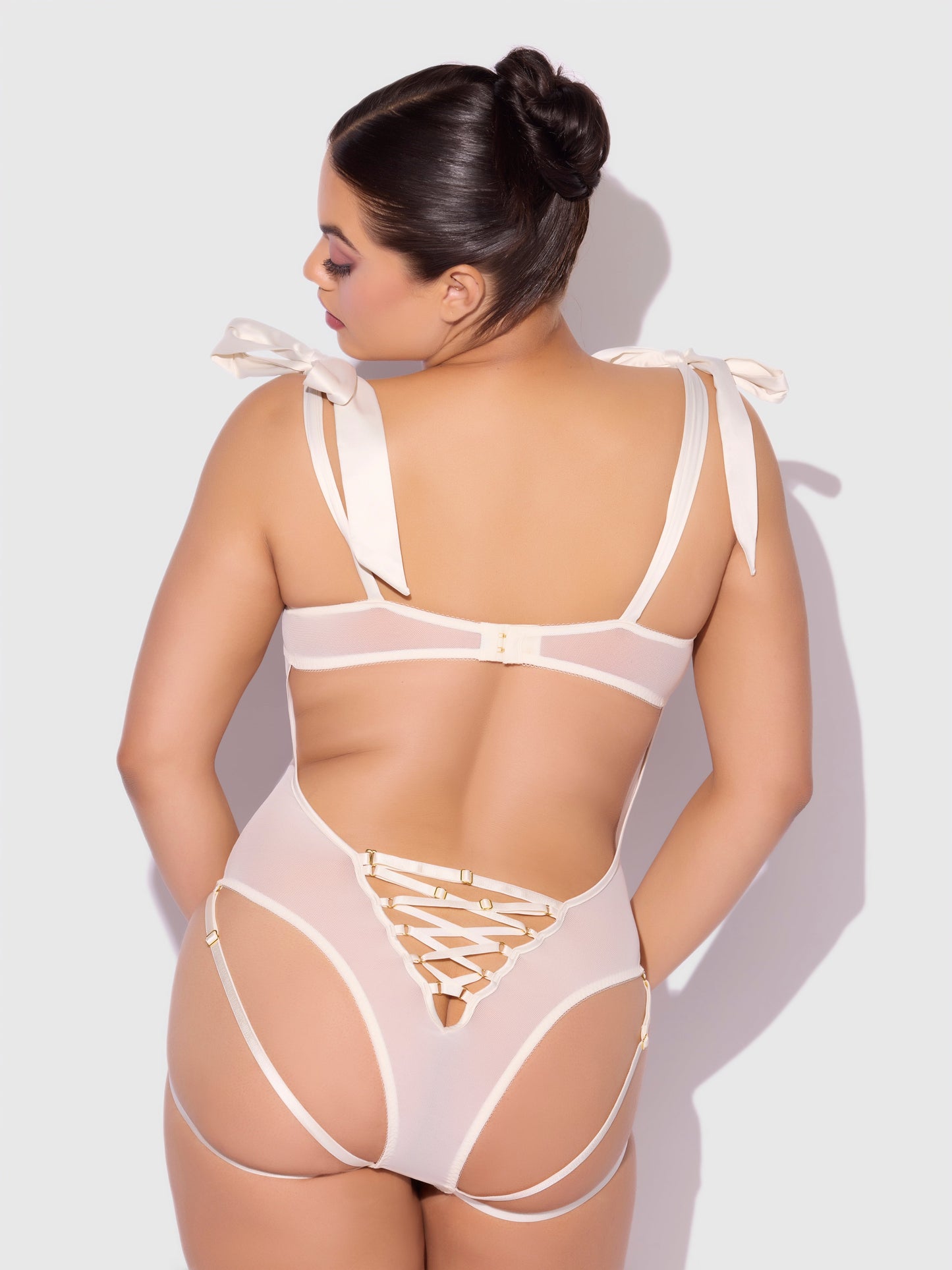 House of Desire Bridal Rosalie Embroidered Lace Teddy Pearl Ivory
