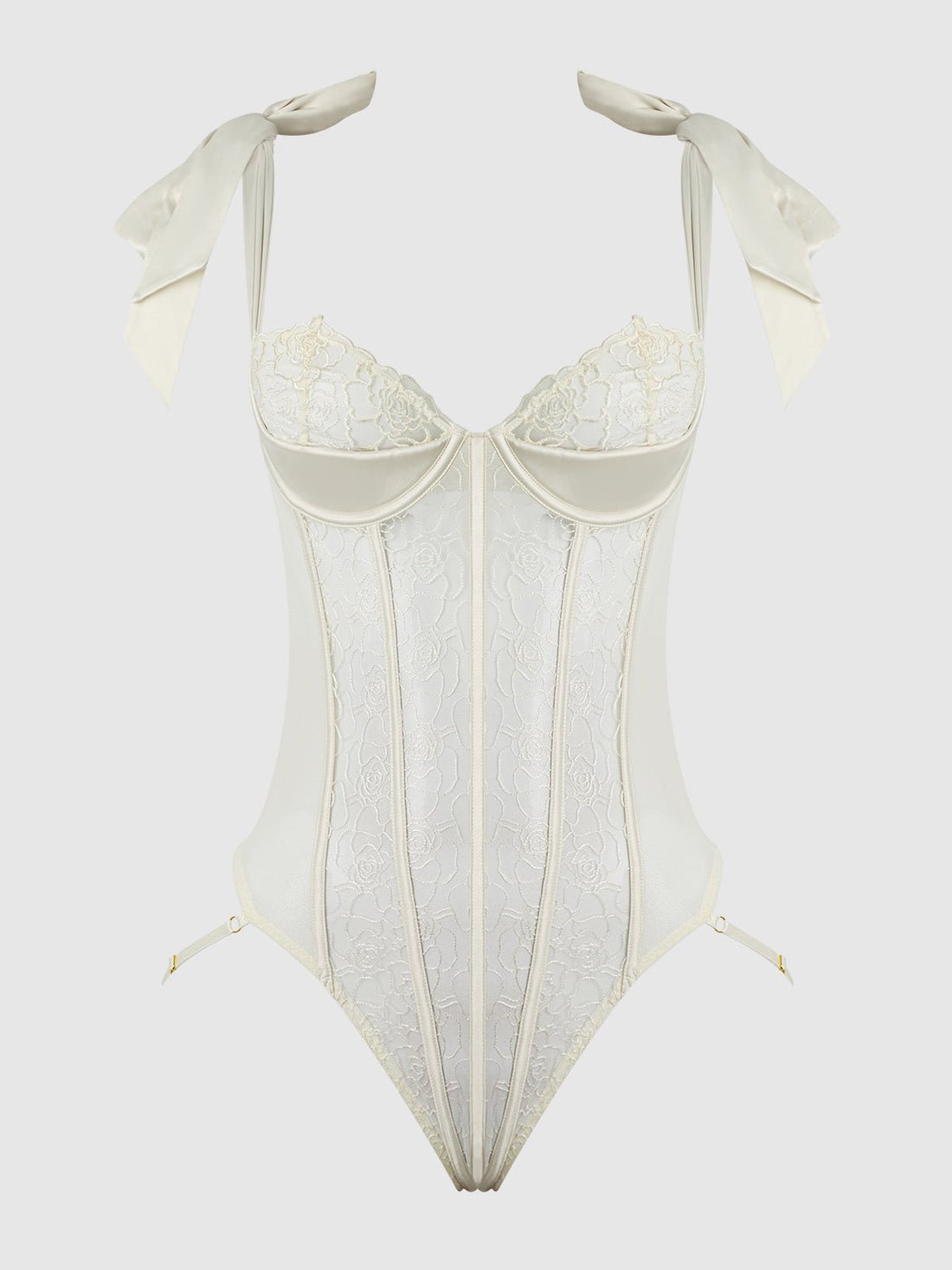 Rosalie Embroidered Lace Teddy Pearl Ivory